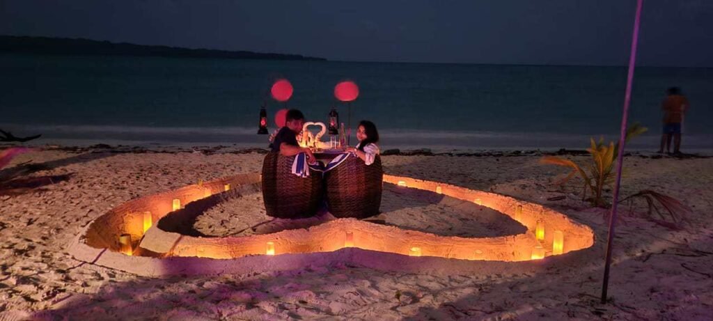 beach side candle light dinner in havelock